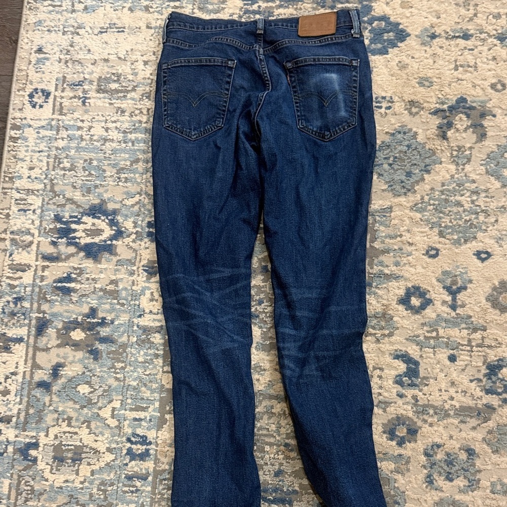 Slim Fit Men's Dark Blue Jeans - Classic Denim Style - Picture 2 of 2